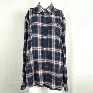 Simply Southern Shirt Womens Sz L Blue Plaid‎ Cotton Flannel Button Up Western